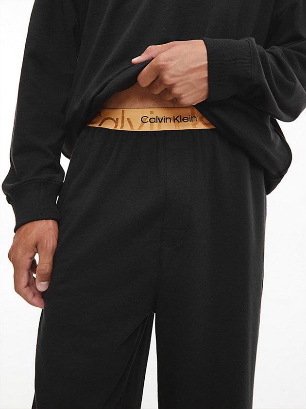 Black Calvin Klein Pyjama - Embossed Icon Men Pants | OHPU-64950