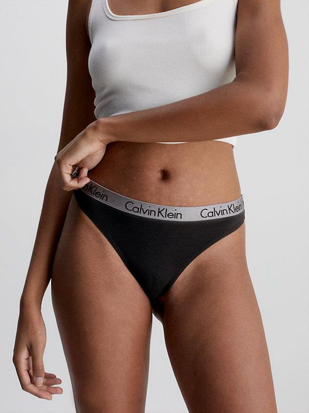 Black Calvin Klein Radiant Cotton Women Thong | HANU-70315