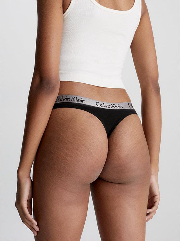 Black Calvin Klein Radiant Cotton Women Thong | HANU-70315