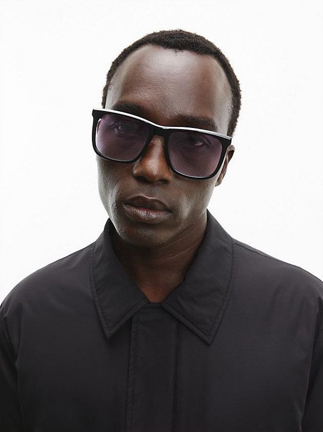 Black Calvin Klein Rectangle Men Sunglasses | LDZT-53087