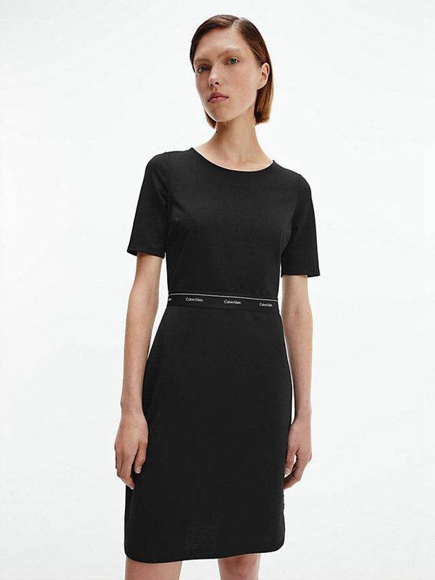 Black Calvin Klein Recycled Bodycon Women Dress | CXGO-62410