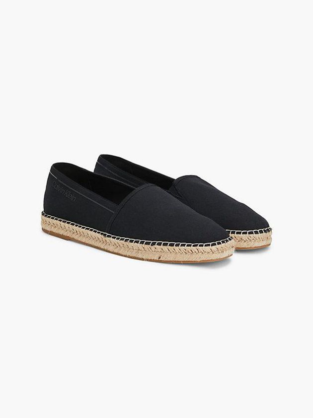 Black Calvin Klein Recycled Canvas Espadrilles Men Slip On | WQUG-03451