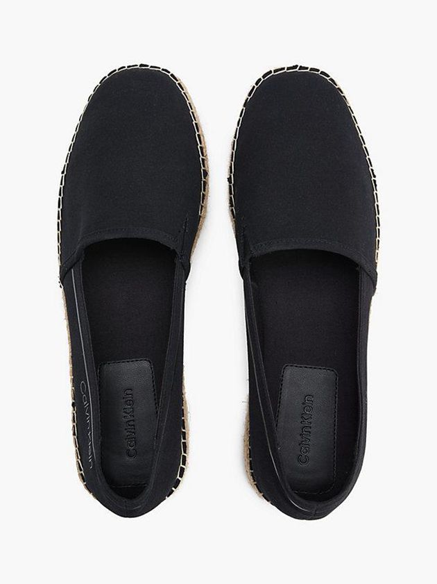 Black Calvin Klein Recycled Canvas Espadrilles Men Slip On | WQUG-03451