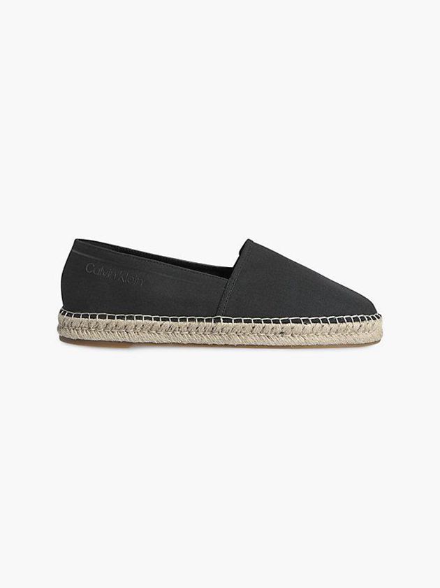 Black Calvin Klein Recycled Canvas Espadrilles Men Slip On | WQUG-03451