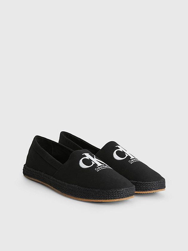 Black Calvin Klein Recycled Canvas Espadrilles Men Slip On | HOKM-56943