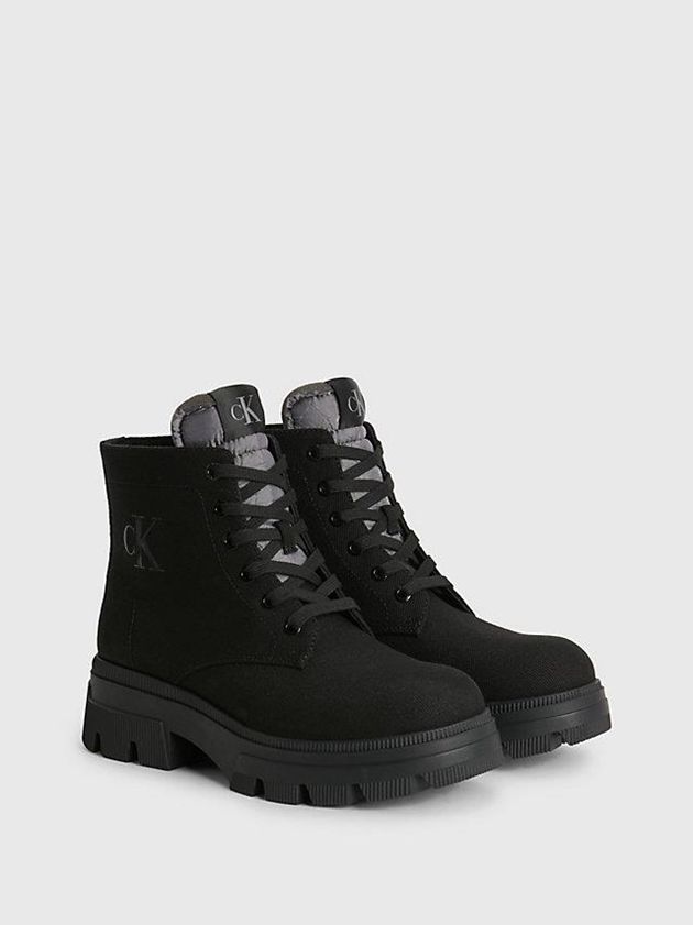 Black Calvin Klein Recycled Canvas Heeled Women Boots | CFXL-02645