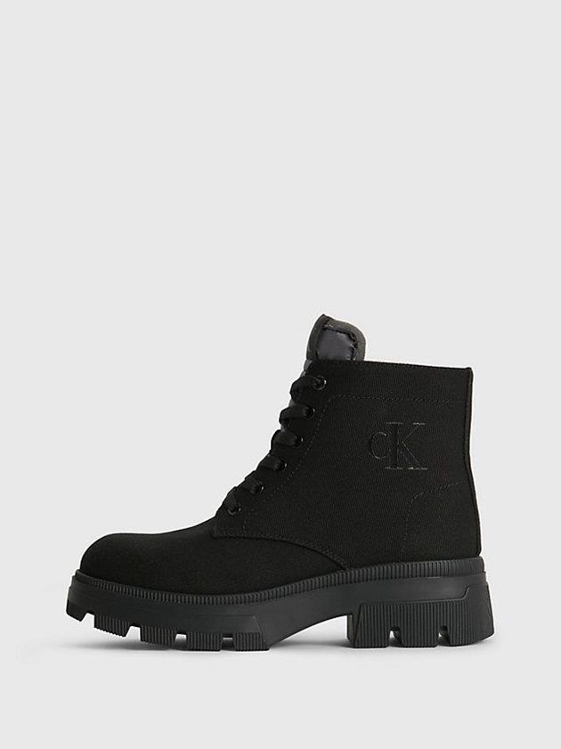 Black Calvin Klein Recycled Canvas Heeled Women Boots | CFXL-02645