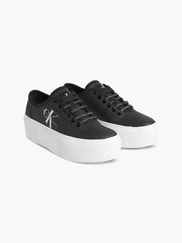 Black Calvin Klein Recycled Canvas Platform Women Sneakers | GOFT-86159