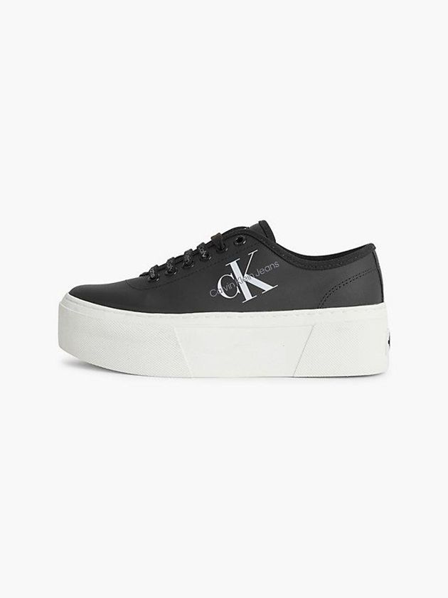 Black Calvin Klein Recycled Canvas Platform Women Sneakers | GOFT-86159