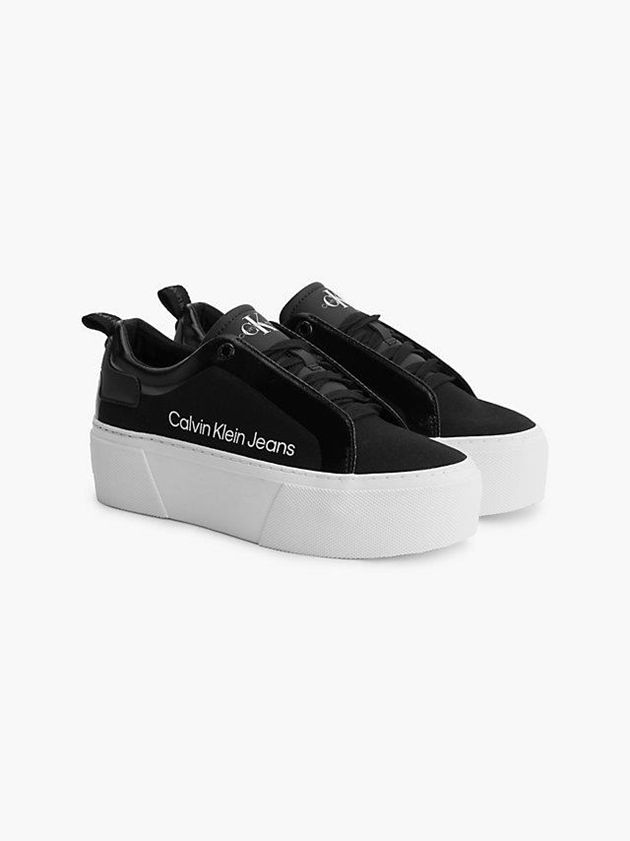 Black Calvin Klein Recycled Canvas Platform Women Sneakers | YVPT-56314