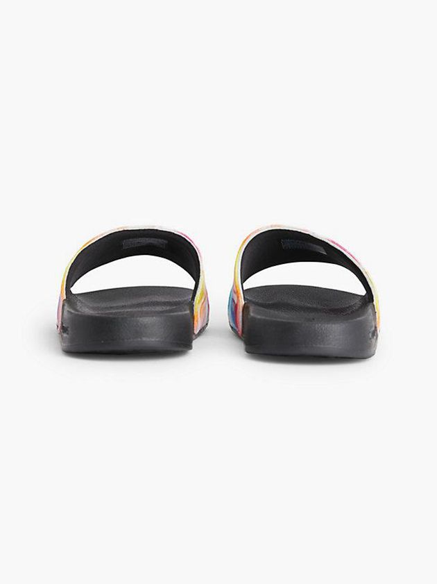 Black Calvin Klein Recycled Canvas Sliders - Pride Women Slippers | AKBD-81740