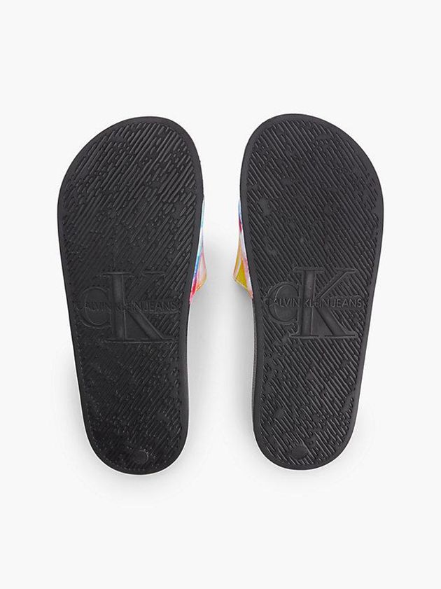 Black Calvin Klein Recycled Canvas Sliders - Pride Women Slippers | AKBD-81740