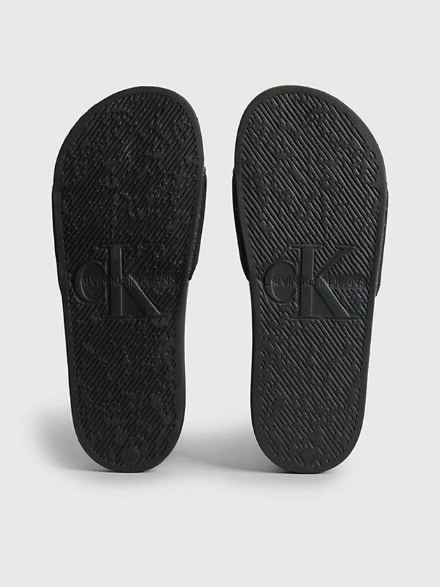 Black Calvin Klein Recycled Canvas Sliders Women Slippers | LONK-18094