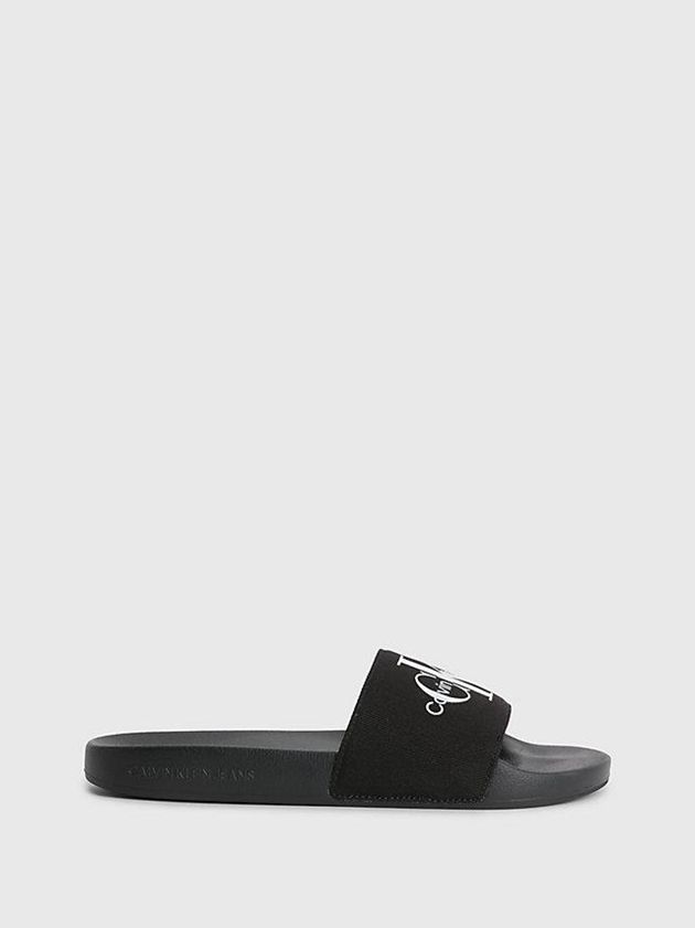 Black Calvin Klein Recycled Canvas Sliders Women Slippers | LONK-18094