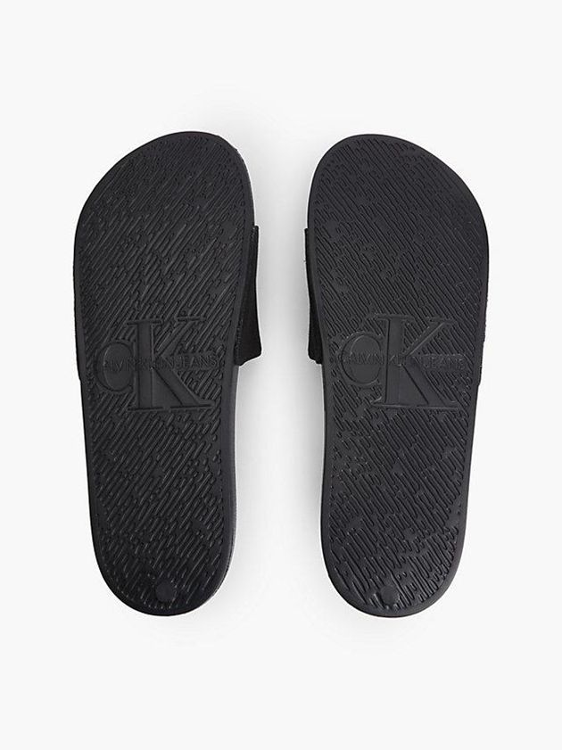 Black Calvin Klein Recycled Canvas Sliders - Pride Men Slippers | SOLG-63927