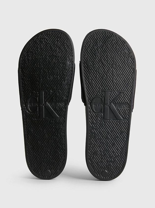 Black Calvin Klein Recycled Canvas Sliders Men Slippers | JMZG-72361