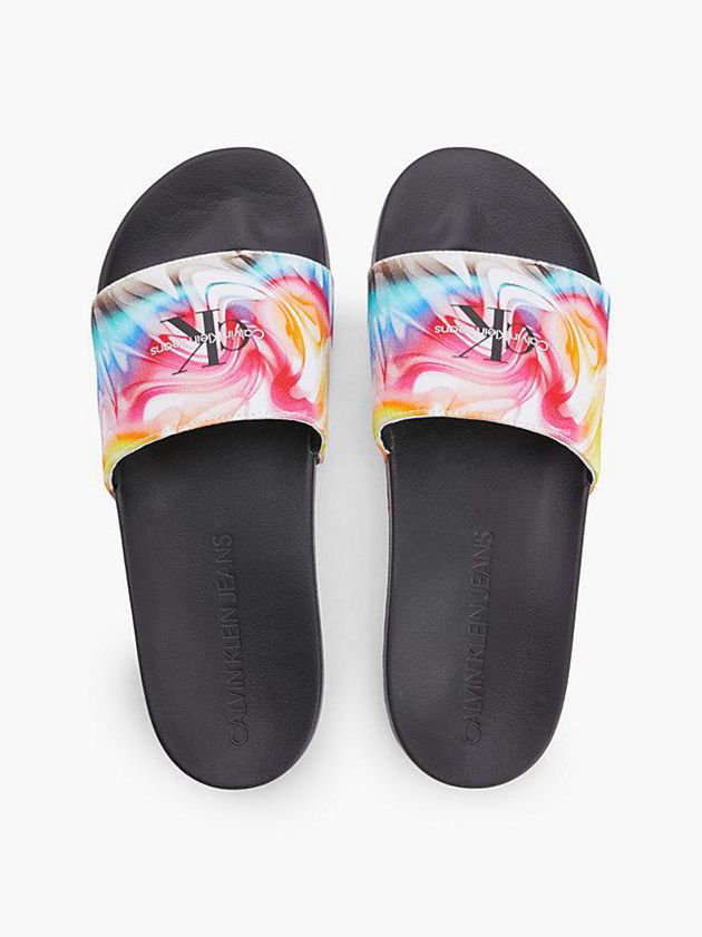 Black Calvin Klein Recycled Canvas Sliders - Pride Men Slippers | OEJI-98436