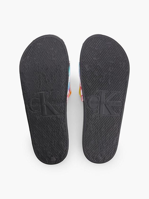 Black Calvin Klein Recycled Canvas Sliders - Pride Men Slippers | OEJI-98436