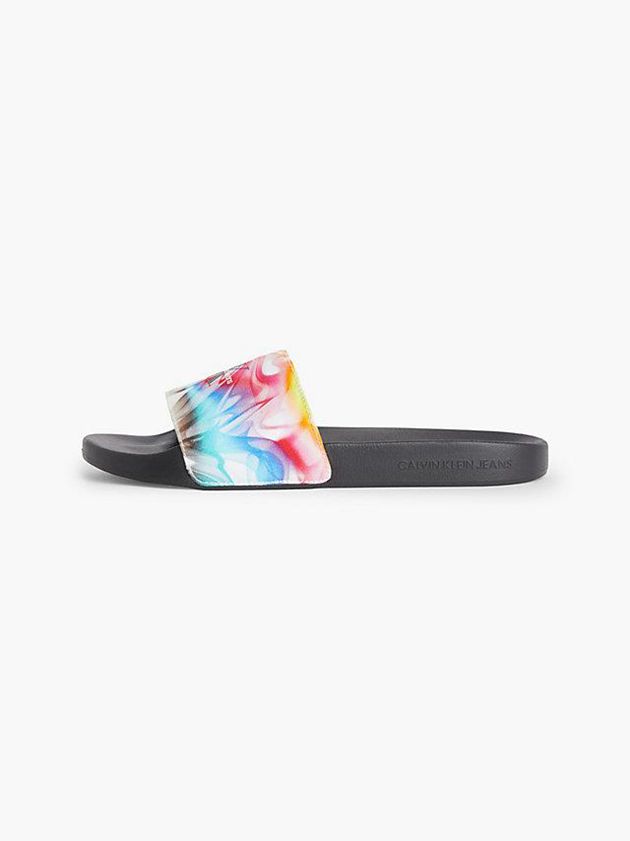 Black Calvin Klein Recycled Canvas Sliders - Pride Men Slippers | OEJI-98436