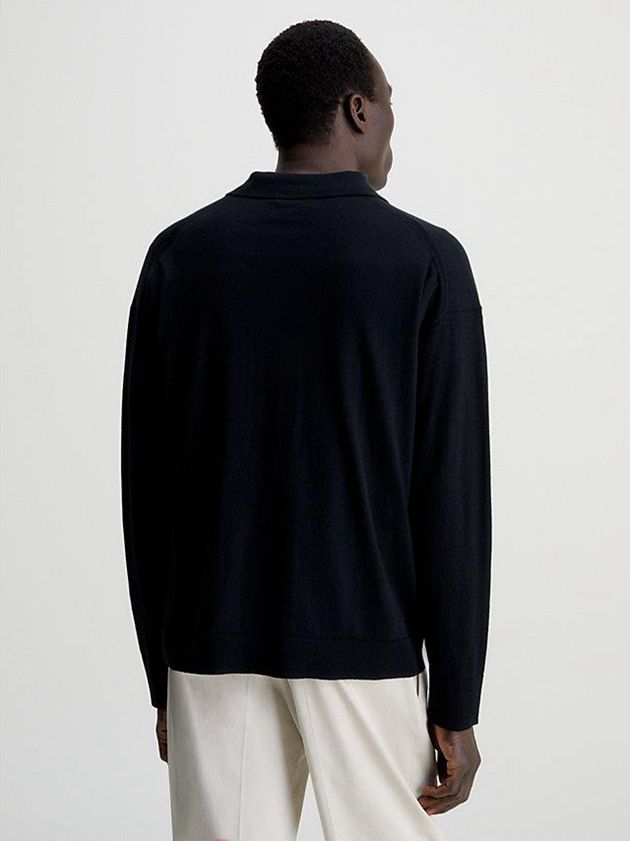 Black Calvin Klein Recycled Coolmax Polo Cardigan Men Sweater | XAMT-09372
