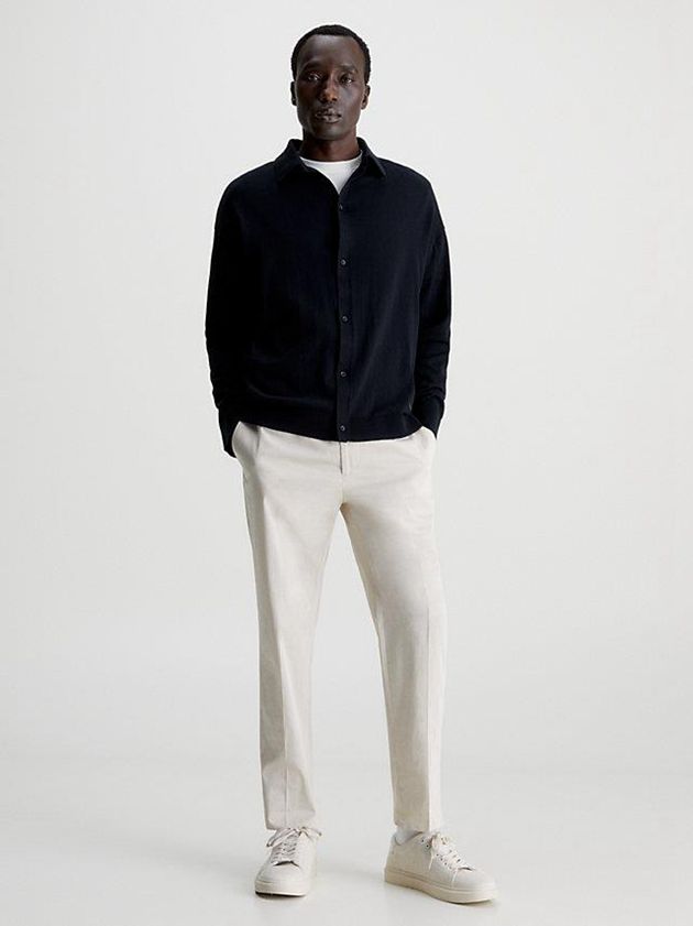 Black Calvin Klein Recycled Coolmax Polo Cardigan Men Sweater | XAMT-09372