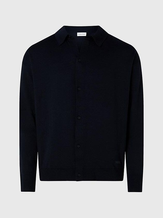 Black Calvin Klein Recycled Coolmax Polo Cardigan Men Sweater | XAMT-09372