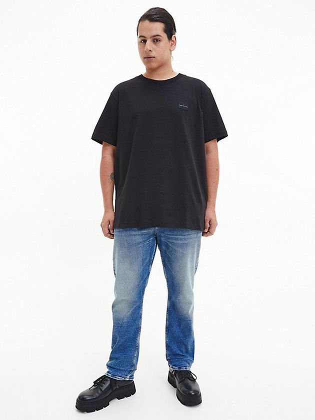 Black Calvin Klein Recycled Cotton Badge Men T-Shirt | WRBY-62815