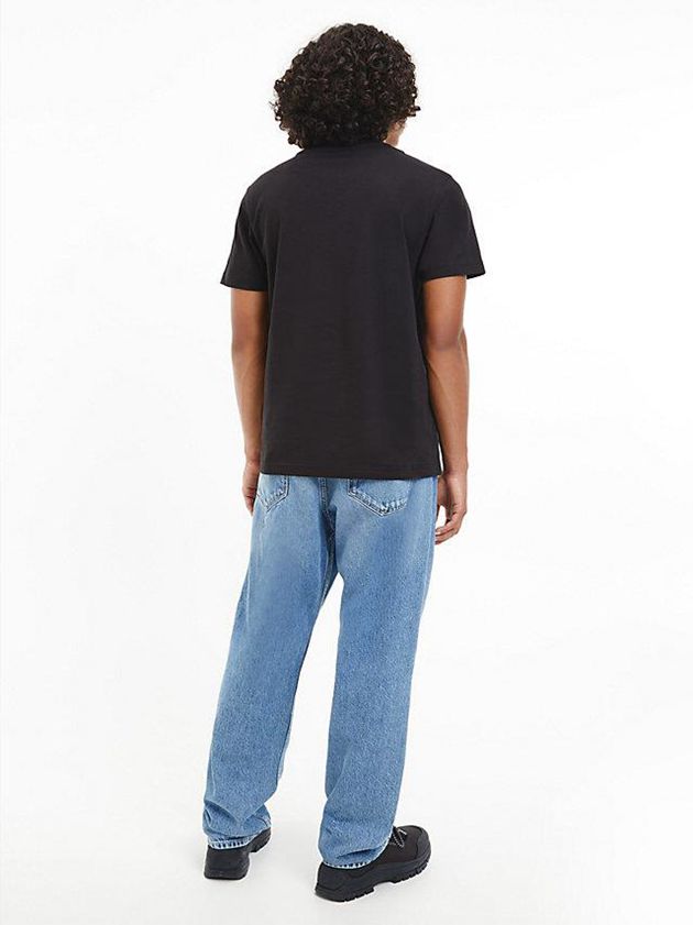 Black Calvin Klein Recycled Cotton Badge Men T-Shirt | WRBY-62815