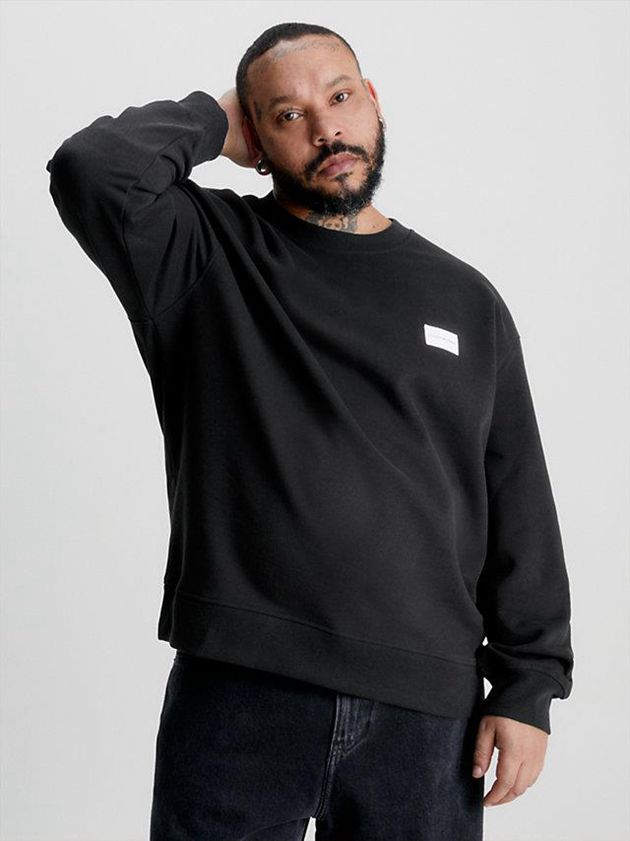 Black Calvin Klein Recycled Cotton Badge Men Sweatshirt | MHFV-26035