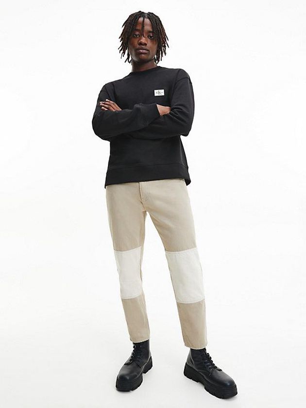 Black Calvin Klein Recycled Cotton Badge Men Sweatshirt | MHFV-26035