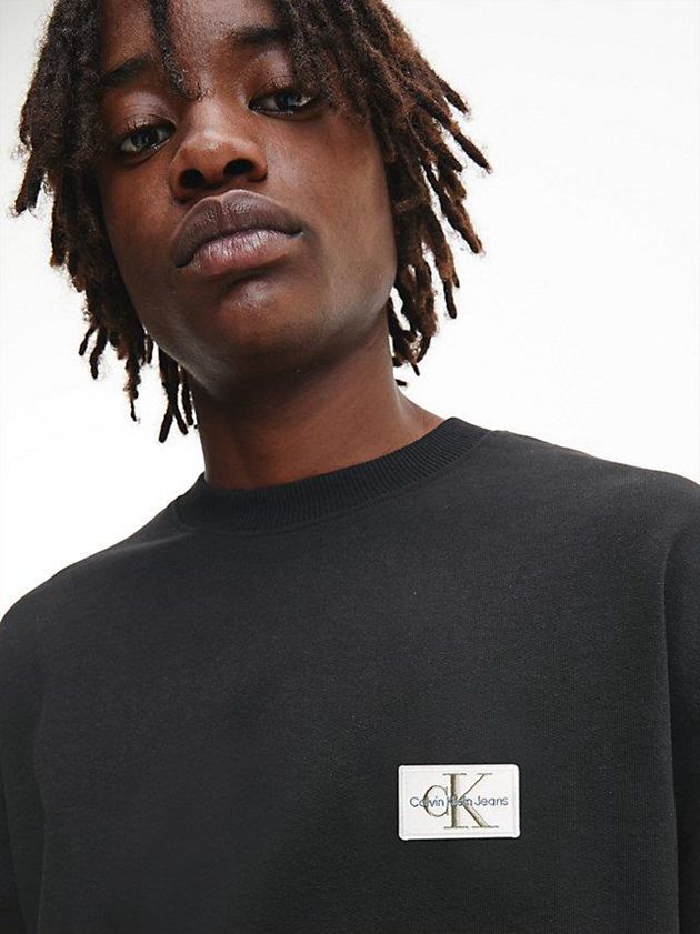 Black Calvin Klein Recycled Cotton Badge Men Sweatshirt | MHFV-26035