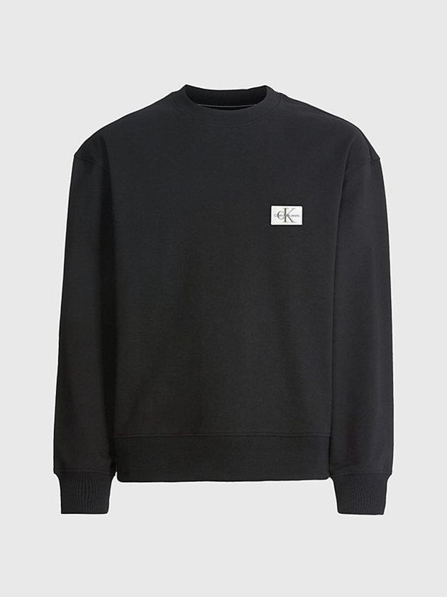 Black Calvin Klein Recycled Cotton Badge Men Sweatshirt | MHFV-26035