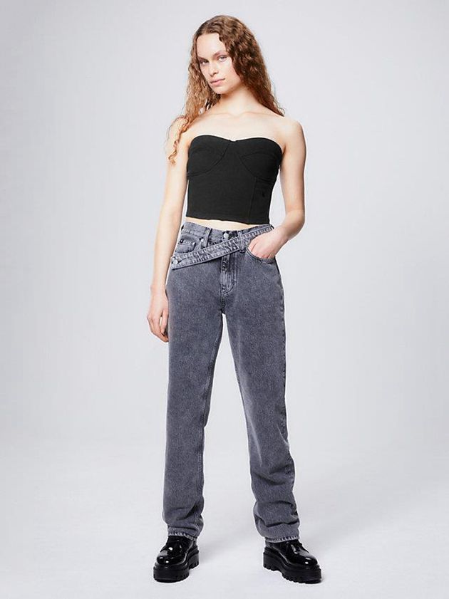 Black Calvin Klein Recycled Cotton Bustier Women Top | DTLS-15206