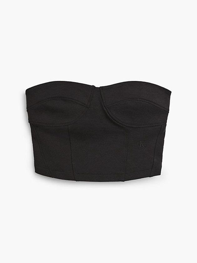 Black Calvin Klein Recycled Cotton Bustier Women Top | DTLS-15206