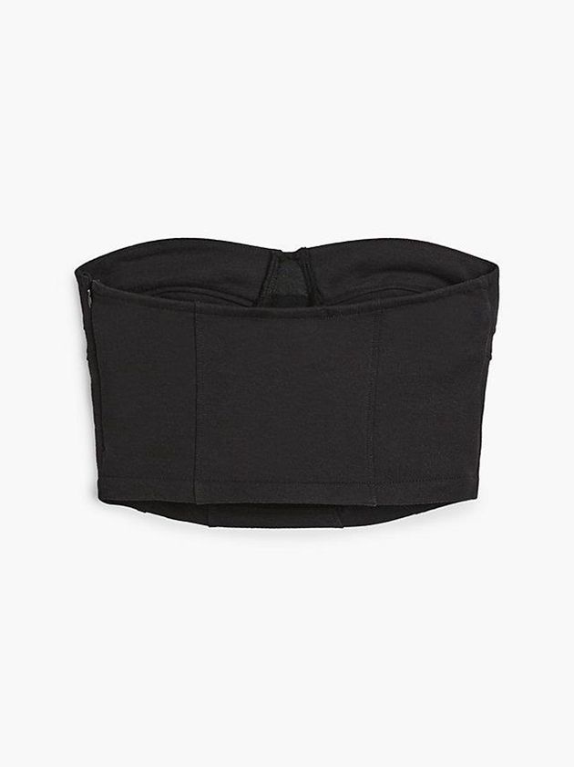 Black Calvin Klein Recycled Cotton Bustier Women Top | DTLS-15206