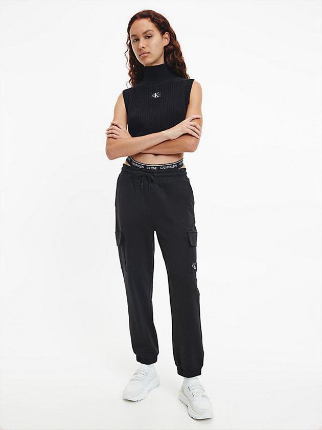 Black Calvin Klein Recycled Cotton Cargo Women Joggers | FNQZ-70632