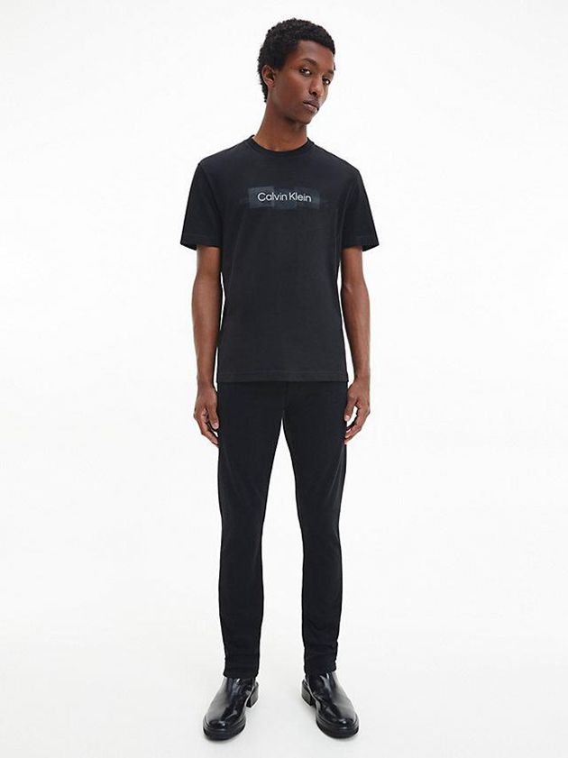 Black Calvin Klein Recycled Cotton Logo Men T-Shirt | RHNL-10895