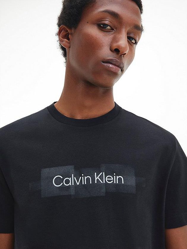 Black Calvin Klein Recycled Cotton Logo Men T-Shirt | RHNL-10895