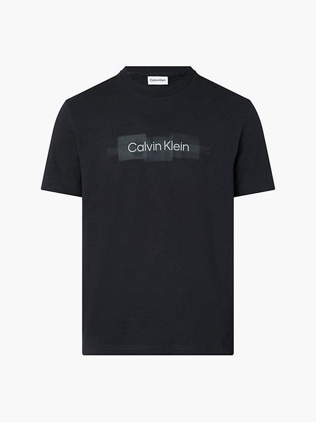 Black Calvin Klein Recycled Cotton Logo Men T-Shirt | RHNL-10895