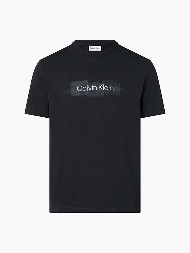 Black Calvin Klein Recycled Cotton Logo Men T-Shirt | RHNL-10895