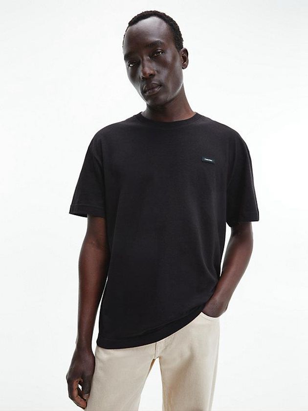 Black Calvin Klein Recycled Cotton Men T-Shirt | ONIZ-05614