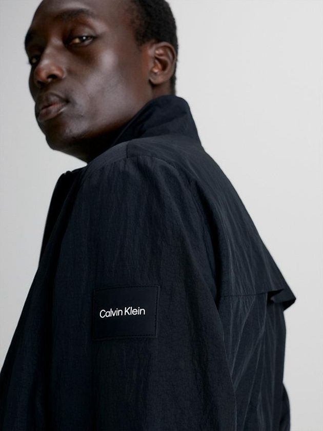 Black Calvin Klein Recycled Crinkle Nylon Men Jacket | VWMU-68302