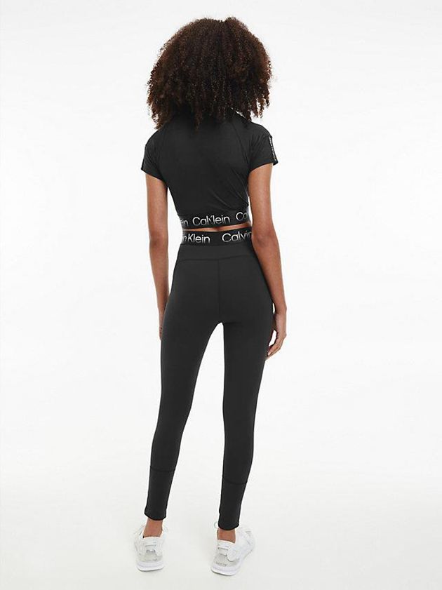 Black Calvin Klein Recycled Cropped Gym Women T-Shirt | XKYJ-17409