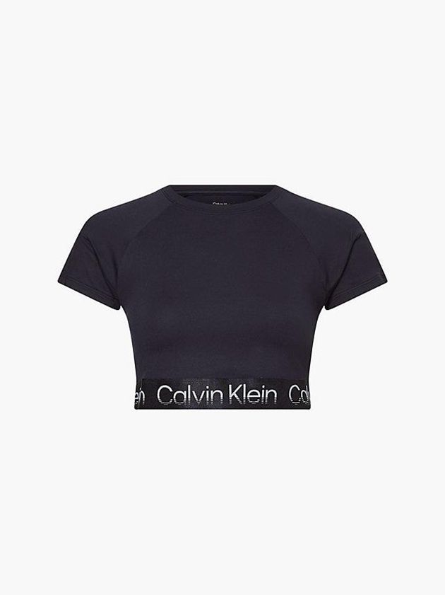 Black Calvin Klein Recycled Cropped Gym Women T-Shirt | XKYJ-17409