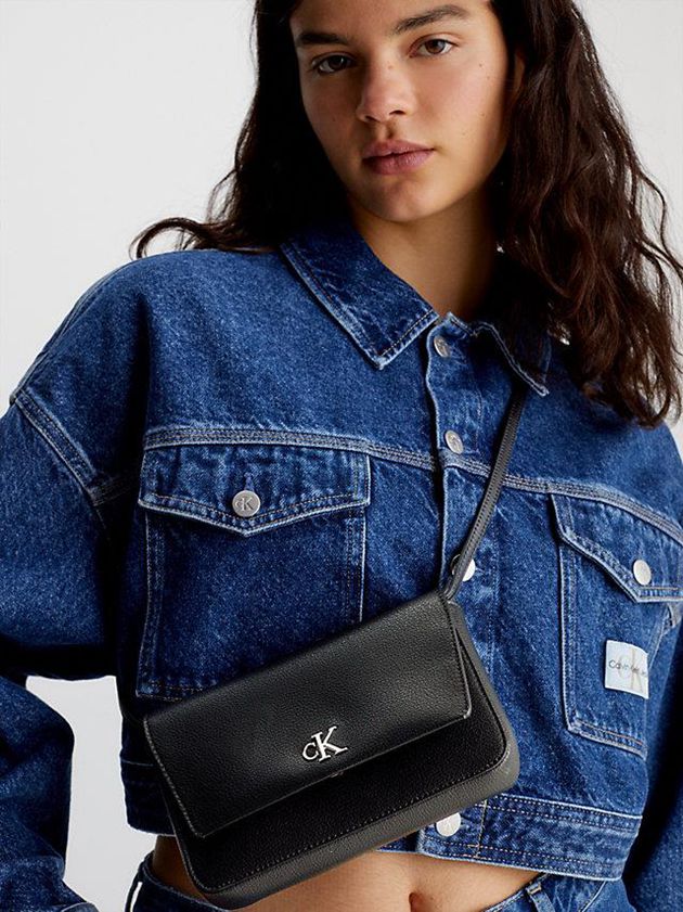 Black Calvin Klein Recycled Crossbody Wallet Women Bags | XNQR-67803