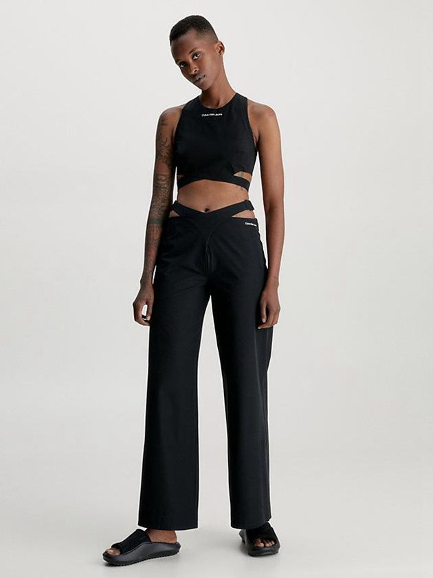 Black Calvin Klein Recycled Cut Out Women Pants | LIVW-47260