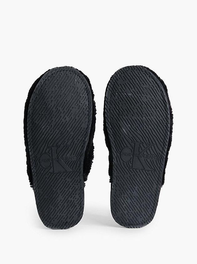 Black Calvin Klein Recycled Faux Fur Women Slippers | GFYU-98304