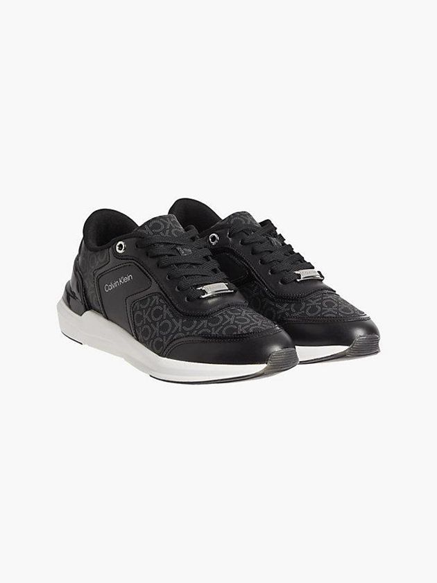 Black Calvin Klein Recycled Faux Leather Women Sneakers | WBZR-72098
