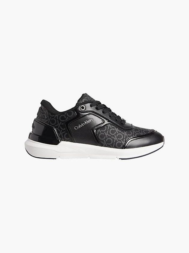 Black Calvin Klein Recycled Faux Leather Women Sneakers | WBZR-72098