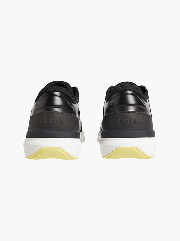 Black Calvin Klein Recycled Faux Leather Women Sneakers | QZRC-86574